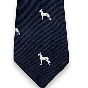 Vintage Reis of New Haven Neck Tie All Over Dog Print Great Dane Navy Preppy